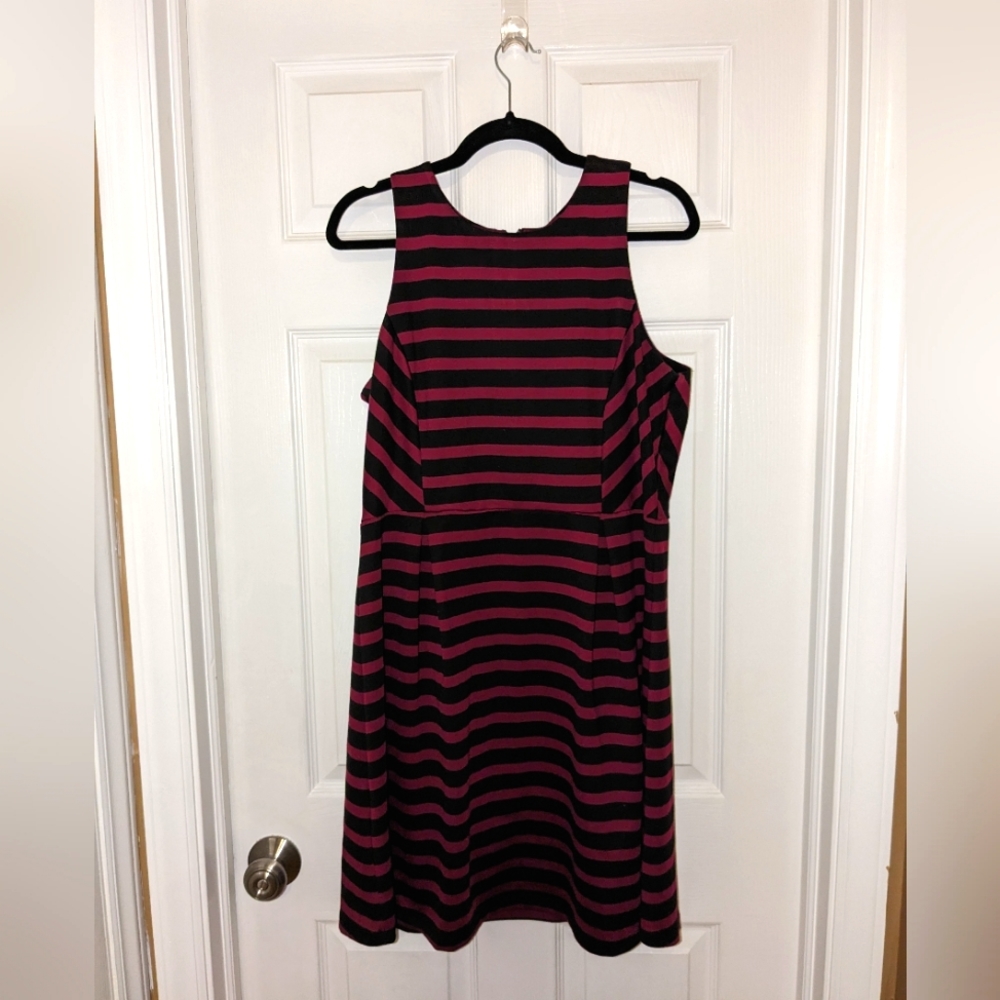 Black and Maroon Striped Mini Dress